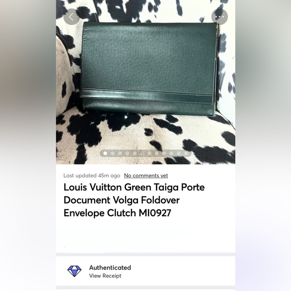 Louis Vuitton Green Taiga Porte Document Volga Foldover Envelope Clutch MI0927 - Picture 16 of 16